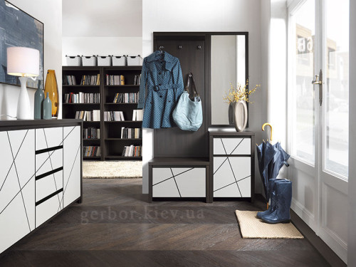 Фото комоду КАСПІАН білий сніг KOM2D4S БРВ ВМК в інтер'єрі передпокою