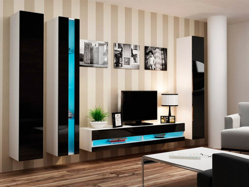 VIGO CAMA MEBLE Комплект New 7 белый / черный глянец