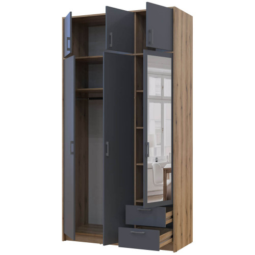 РОНДІ Шафа з антресоллю та дзеркалом 3 ДСП ДОРОС (DOROS) 121х52х236