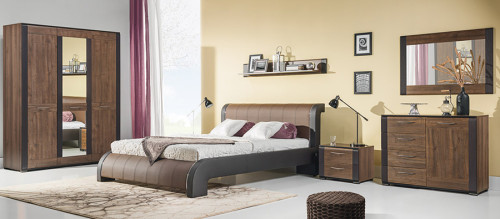 Фото зеркала NAOMI NA10 BOGFRAN в цвете орех / венге в интерьере спальни