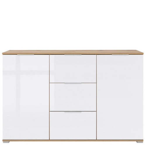 Фото комода ZELE KOM2D3S BRW дуб вотан / белый глянец - вид спереди