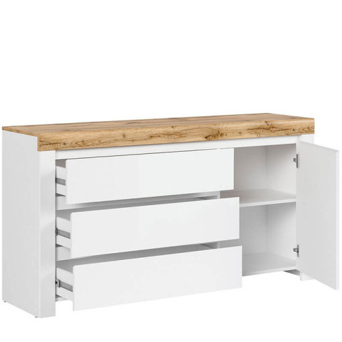 Фото комода HOLTEN KOM1D3S BRW белый / дуб вотан / белый глянец –  наполнение