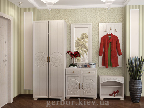 Фото зеркала МОНБЛАН МБ-12 САНТИ белое дерево в интерьере прихожей