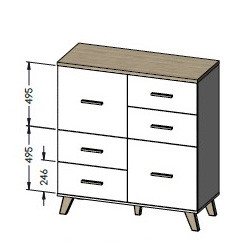 На фото схема комода 110 2D4S LOTTA CAMA MEBLE с размерами