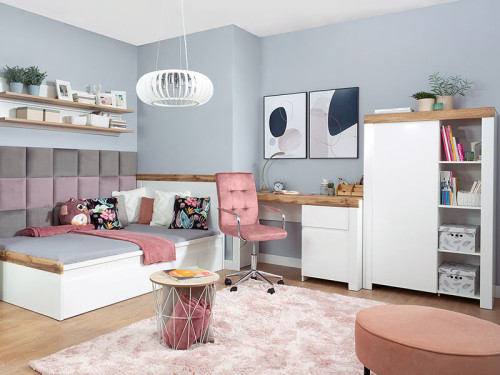 Фото кровати HOLTEN LOZ/120 BRW белый / дуб вотан в интерьере детской