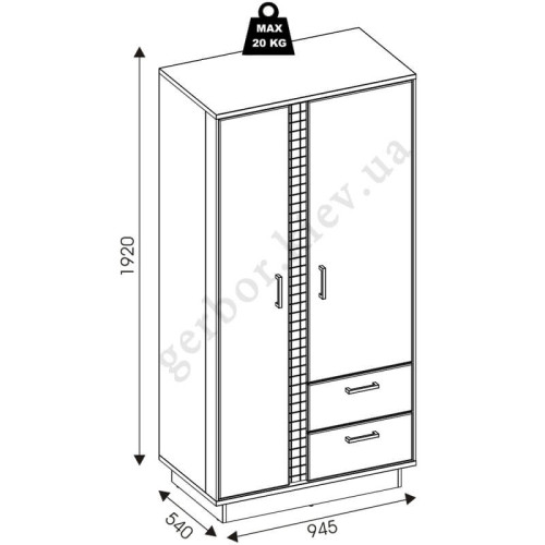 Фото шкафа MARCO MR9 BOGFRAN – схема с размерами