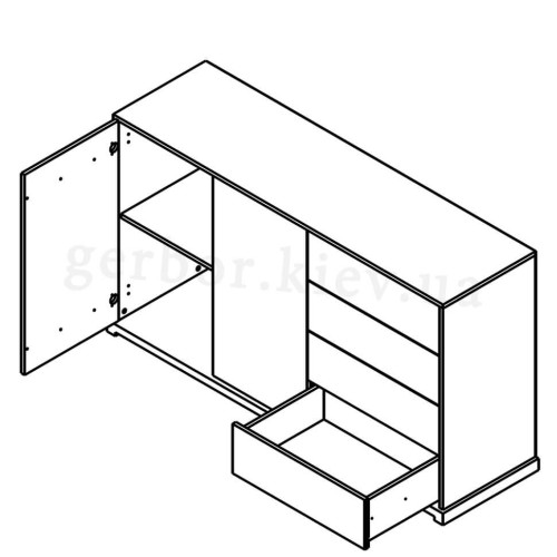 Фото комоду СТЕММА KOM2D4S Гербор двері зліва – схема наповнення