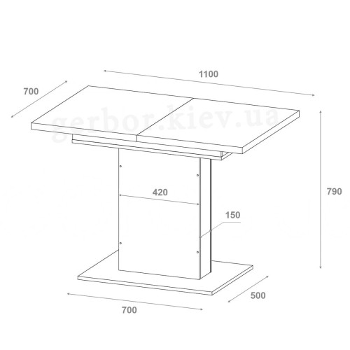 Фото обіднього столу БОСТОН ДОРОС (DOROS) – схема з розмірами