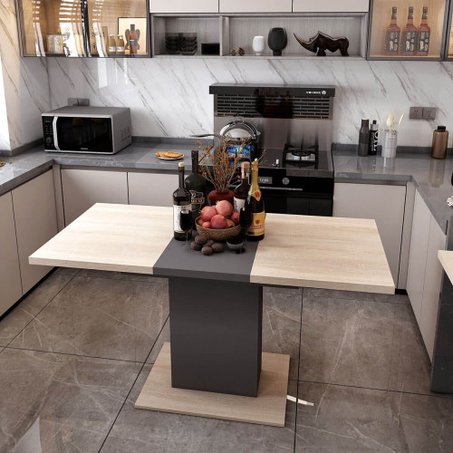 Фото обіднього столу БОСТОН ДОРОС (DOROS) у розкладеному вигляді дуб сонома / графіт в інтер'єрі