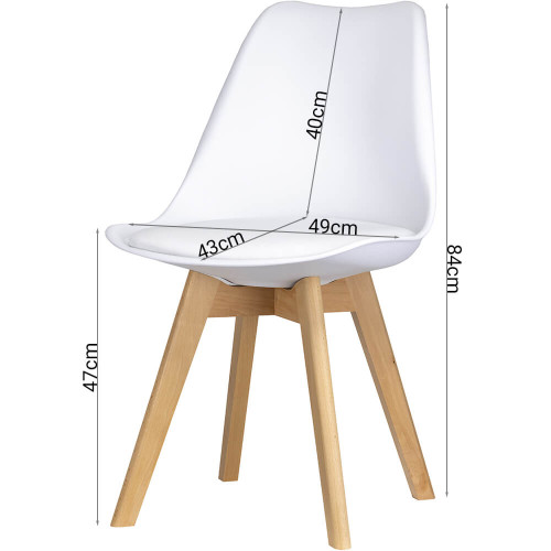 Фото білого стільця БІН ДОРОС (DOROS) із розмірами