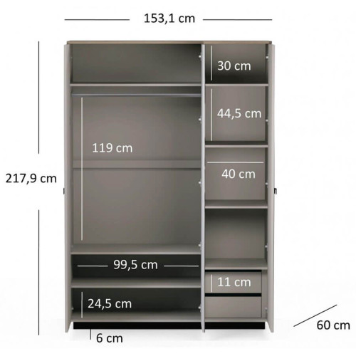 Фото шафи з дзеркалом DOMINICA 3D MEBELBOS – розміри