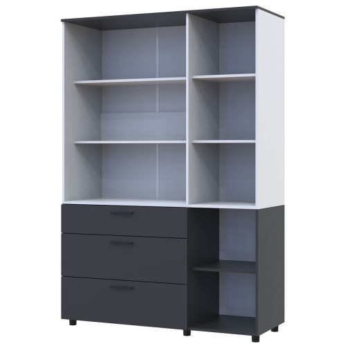 Фото шафи ТОРН 3 ДСП/3Ш штанга ДОРОС (DOROS) антрацит / білий – вигляд збоку наповнення