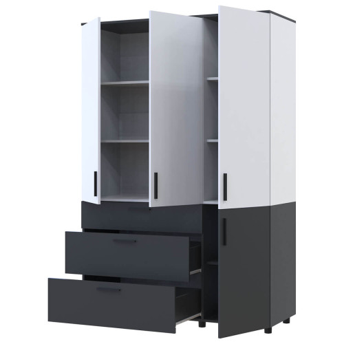 Фото шафи ТОРН 3 ДСП/3Ш штанга ДОРОС (DOROS) антрацит / білий – наповнення