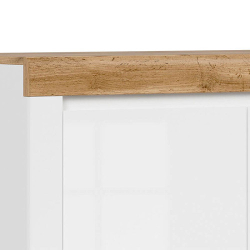 Фото тумбы HOLTEN KOM2D BRW белый / дуб вотан / белый глянец – фасад