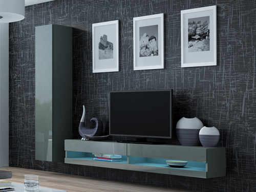Фото комплекта мебели для гостиной VIGO New 9 CAMA MEBLE серый / серый глянец