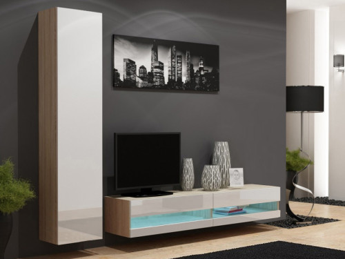 Фото комплекта мебели для гостиной VIGO New 9 CAMA MEBLE дуб сонома / белый глянец
