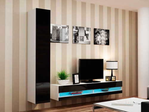 Фото комплекта мебели для гостиной VIGO New 9 CAMA MEBLE белый / черный глянец