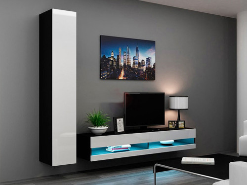 Фото комплекта мебели для гостиной VIGO New 9 CAMA MEBLE черный / белый глянец