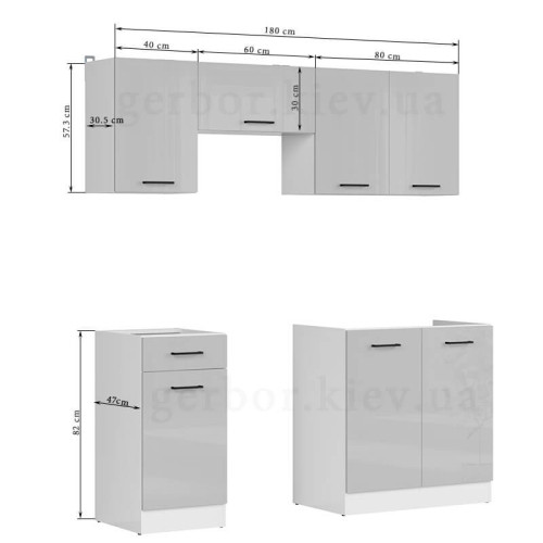 Фото кухні JUNONA LINE 180 ZBL BRW світло-сірий глянець – розміри