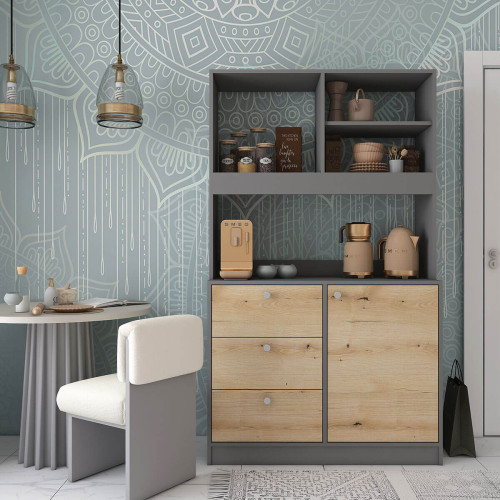 Фото міні-кухні ЛЕЯ ДОРОС (DOROS) графіт / дуб евок в інтер'єрі – вигляд спереду