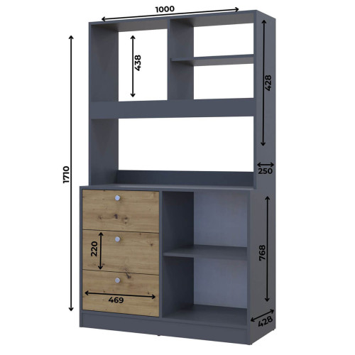 Фото міні-кухні ЛЕЯ ДОРОС (DOROS) графіт / дуб евок – розміри