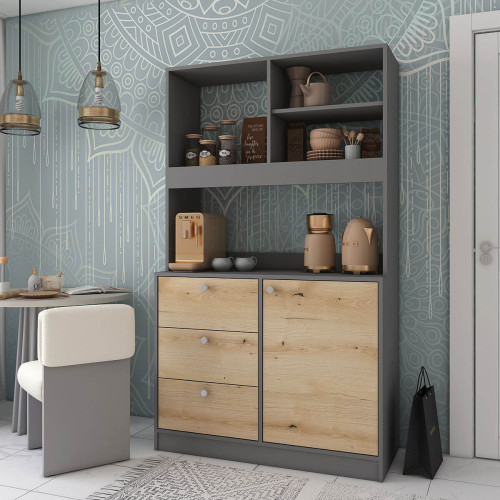 Фото міні-кухні ЛЕЯ ДОРОС (DOROS) графіт / дуб евок в інтер'єрі – вигляд збоку