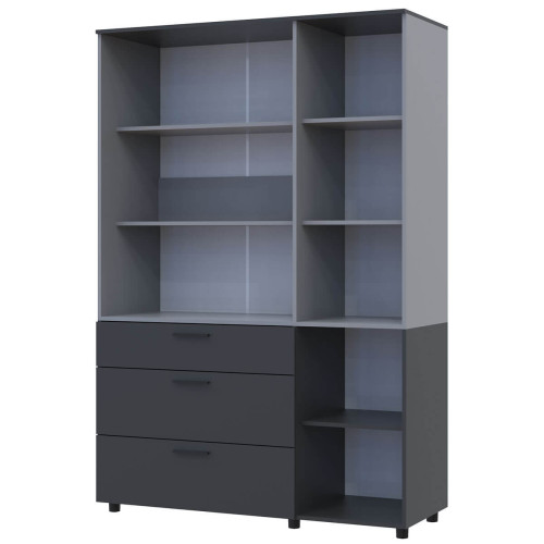 Фото шафи ТОРН 3 ДСП/3Ш полиці ДОРОС (DOROS) антрацит / сірий – вигляд збоку наповнення