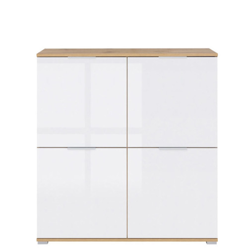 Фото тумбы ZELE KOM4D BRW дуб вотан / белый глянец - вид спереди