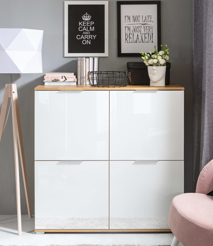 Фото тумбы ZELE KOM4D BRW дуб вотан / белый глянец в интерьере