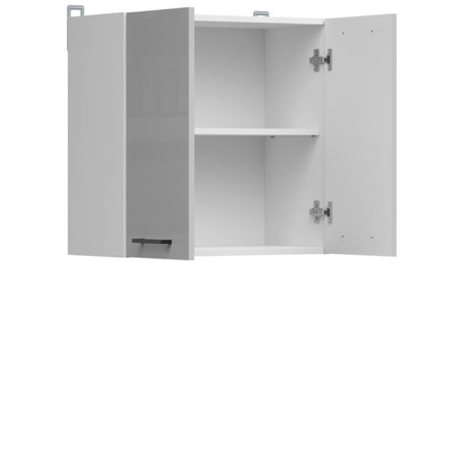 Фото кухні JUNONA LINE 230 ZBL BRW світло-сірий глянець – наповнення навісної шафи G2D/60/57