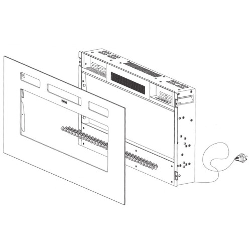 Фото навісної тумби ТВ з електрокаміном LUXE EF CAMA MEBLE чорний / чорний глянець / чорний камін – схема передньої частини каміну