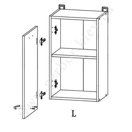 Фото навісної шафи JUNONA LINE G1D/40/57LP BRW сонома з відкриванням вліво – схема наповнення