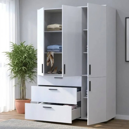 Фото наповнення білої шафи ТОРН 3 ДСП/3Ш полиці ДОРОС (DOROS) в інтер'єрі