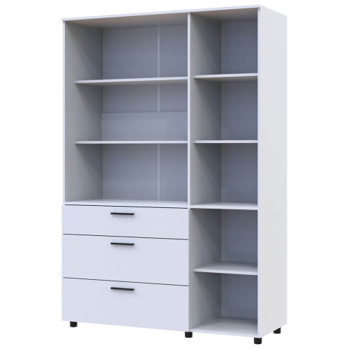 Фото білої шафи ТОРН 3 ДСП/3Ш полиці ДОРОС (DOROS) – вигляд збоку наповнення