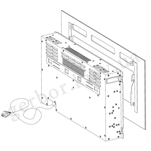 Фото тумби ТВ PAFOS 180 EF CAMA MEBLE білий / чорний камін – схема задньої частини електрокаміну