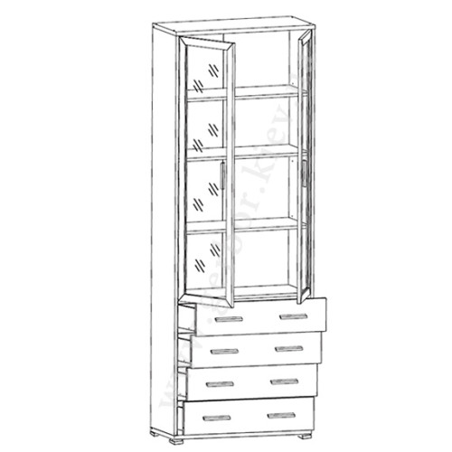 ОФИС-ЛАЙН Витрина REG2W4S/79/220 Гербор - внутреннее наполнение