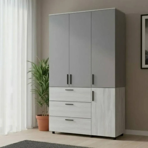 Фото шафи ТОРН 3 ДСП/3Ш полиці ДОРОС (DOROS) сосна натті / сірий в інтер'єрі