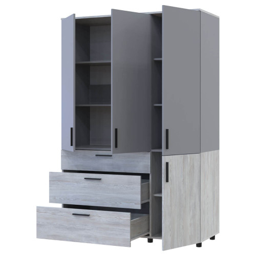 Фото шафи ТОРН 3 ДСП/3Ш полиці ДОРОС (DOROS) сосна натті / сірий – наповнення