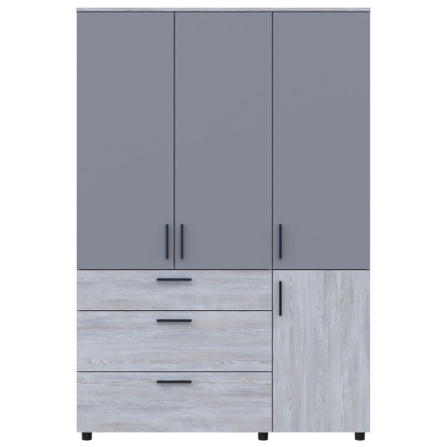 Фото шафи ТОРН 3 ДСП/3Ш полиці ДОРОС (DOROS) сосна натті / сірий – вигляд спереду