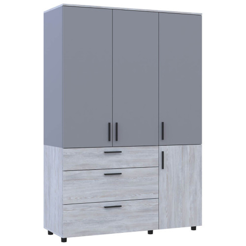 Фото шафи ТОРН 3 ДСП/3Ш полиці ДОРОС (DOROS) сосна натті / сірий – вигляд збоку