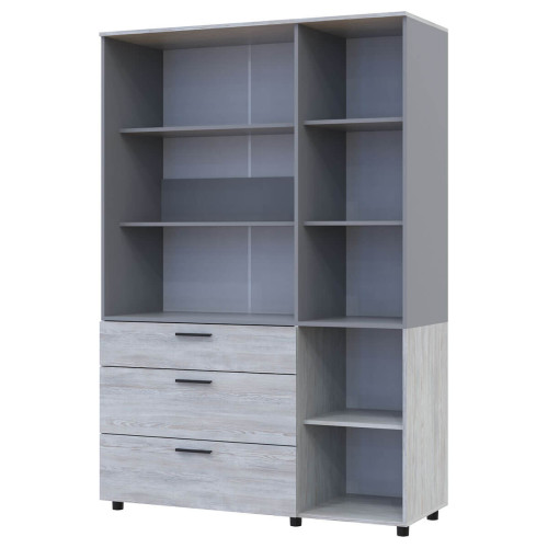 Фото шафи ТОРН 3 ДСП/3Ш полиці ДОРОС (DOROS) сосна натті / сірий – вигляд збоку наповнення