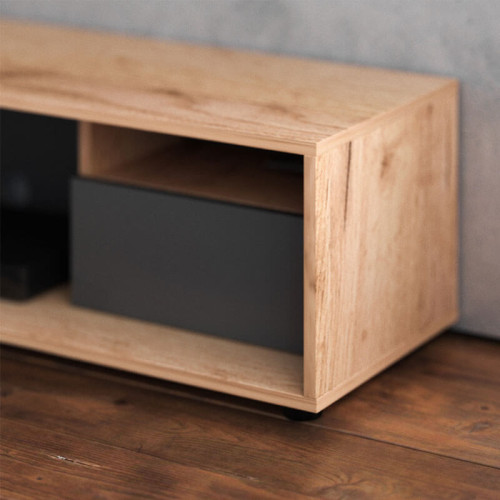 Фото тумбы ТВ гостиной BARCELONA VIVALDI дуб крафт золотой / графит