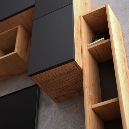 Фото комплекта 1 гостиной BARCELONA VIVALDI дуб крафт золотой / графит