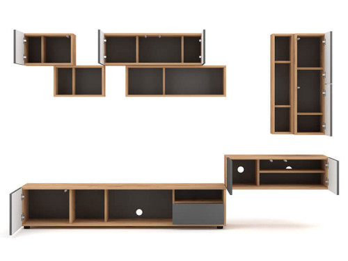 Фото наполнения гостиной BARCELONA VIVALDI дуб крафт золотой / графит