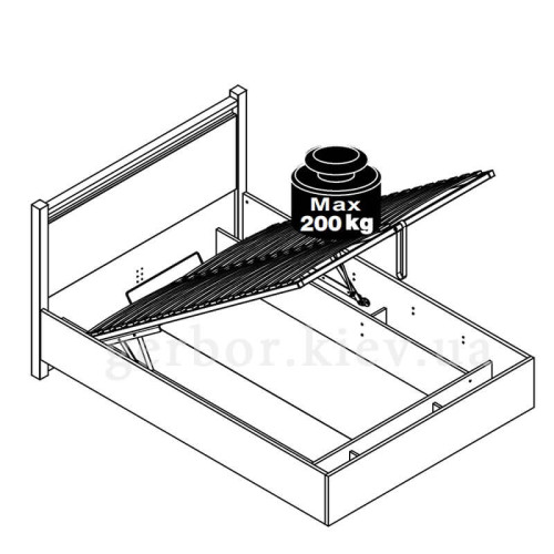 Фото кровати с подъемным механизмом ALAMEDA LOZ/140/B BRW – схема