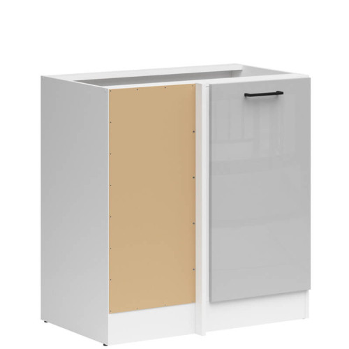 Фото лівої кутової тумби JUNONA LINE DNW/100/82L BBL BRW світло-сірий глянець – вигляд збоку