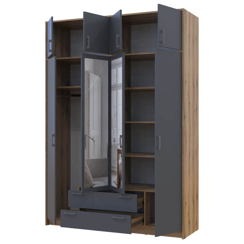 РОНДІ Шафа з антресоллю та дзеркалом 4 ДСП ДОРОС (DOROS) 160х52х236