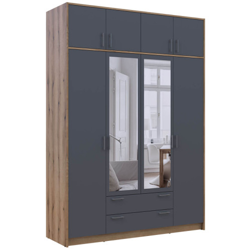 РОНДІ Шафа з антресоллю та дзеркалом 4 ДСП ДОРОС (DOROS) 160х52х236