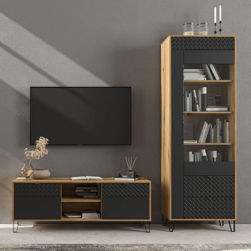 Фото тумби під телевізор BELLANO 2D MEBELBOS в інтер'єрі вітальні