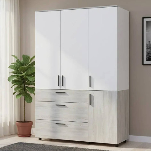 Фото шафи ТОРН 3 ДСП/3Ш полиці ДОРОС (DOROS) сосна натті / білий в інтер'єрі